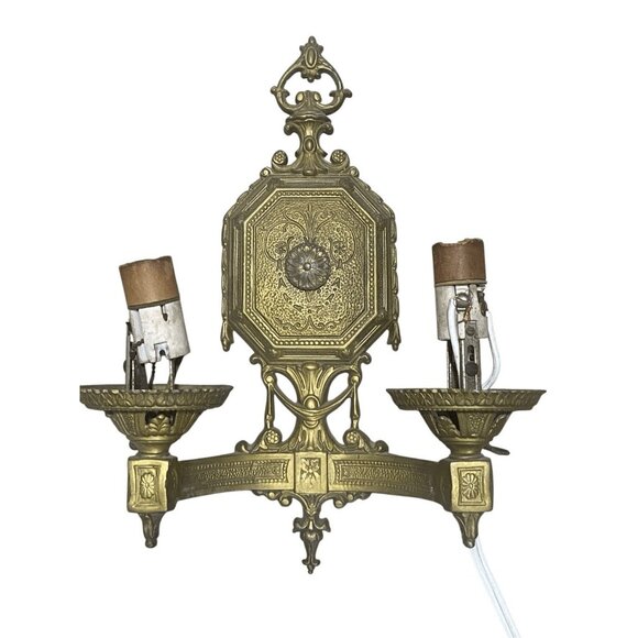 Antique Arts & Crafts Wall Sconce Double 2 light for repair